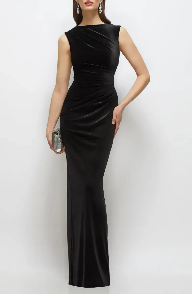 Column High-neck Sleeveless Floor-Length Prom Dress