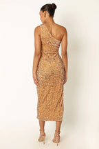 Fitted One Shoulder Sleeveless Sequins Ankle-Length Prom Dress