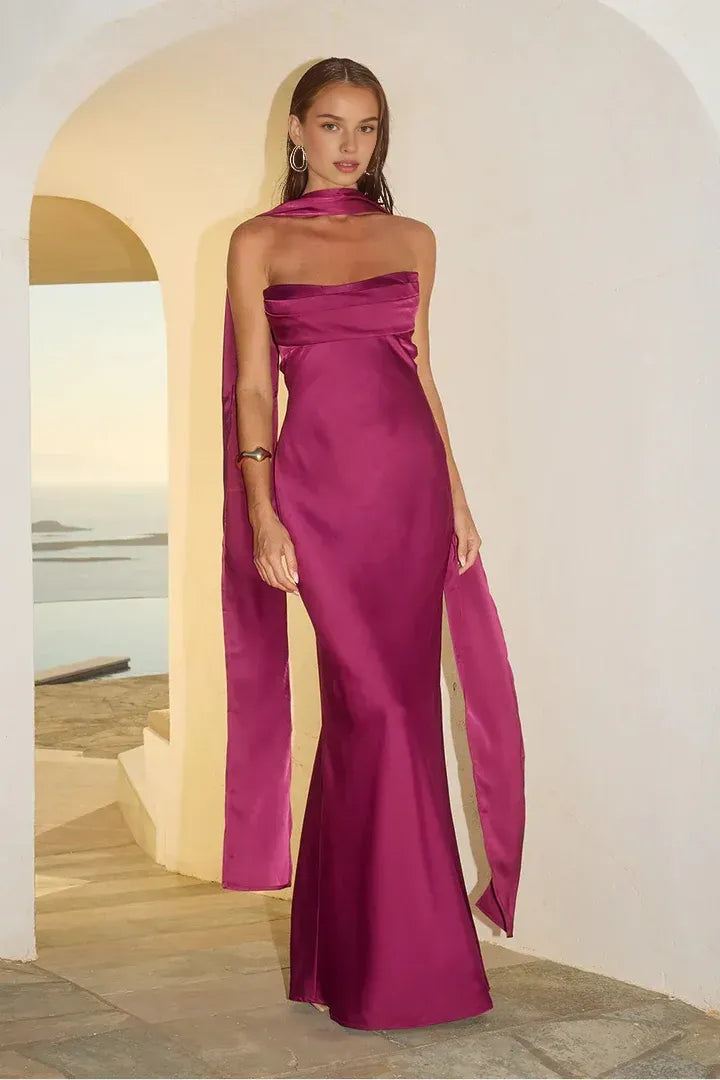 Fitted Strapless Sleeveless Floor-Length Prom Dress