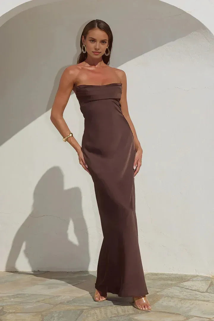 Fitted Strapless Sleeveless Floor-Length Prom Dress