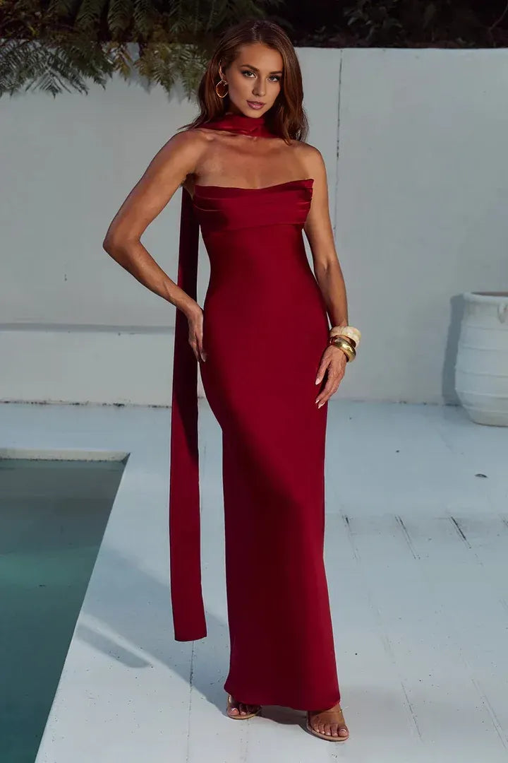 Fitted Strapless Sleeveless Floor-Length Prom Dress