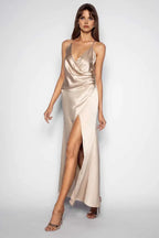 Fitted V Neck Sleeveless Floor-Length Prom Dress