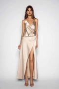 Fitted V Neck Sleeveless Floor-Length Prom Dress