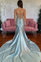 Mermaid Spaghetti Straps Sleeveless Split Floor Length Prom Dress