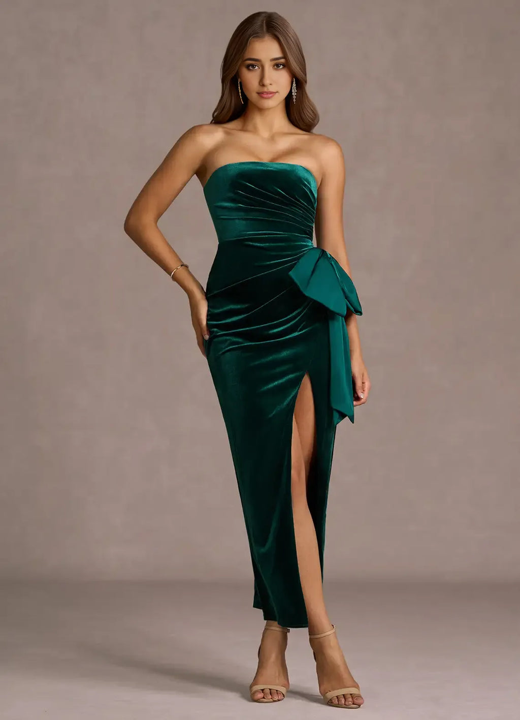 Mermaid Strapless Sleeveless Backless Ankle-Length Evening Dress