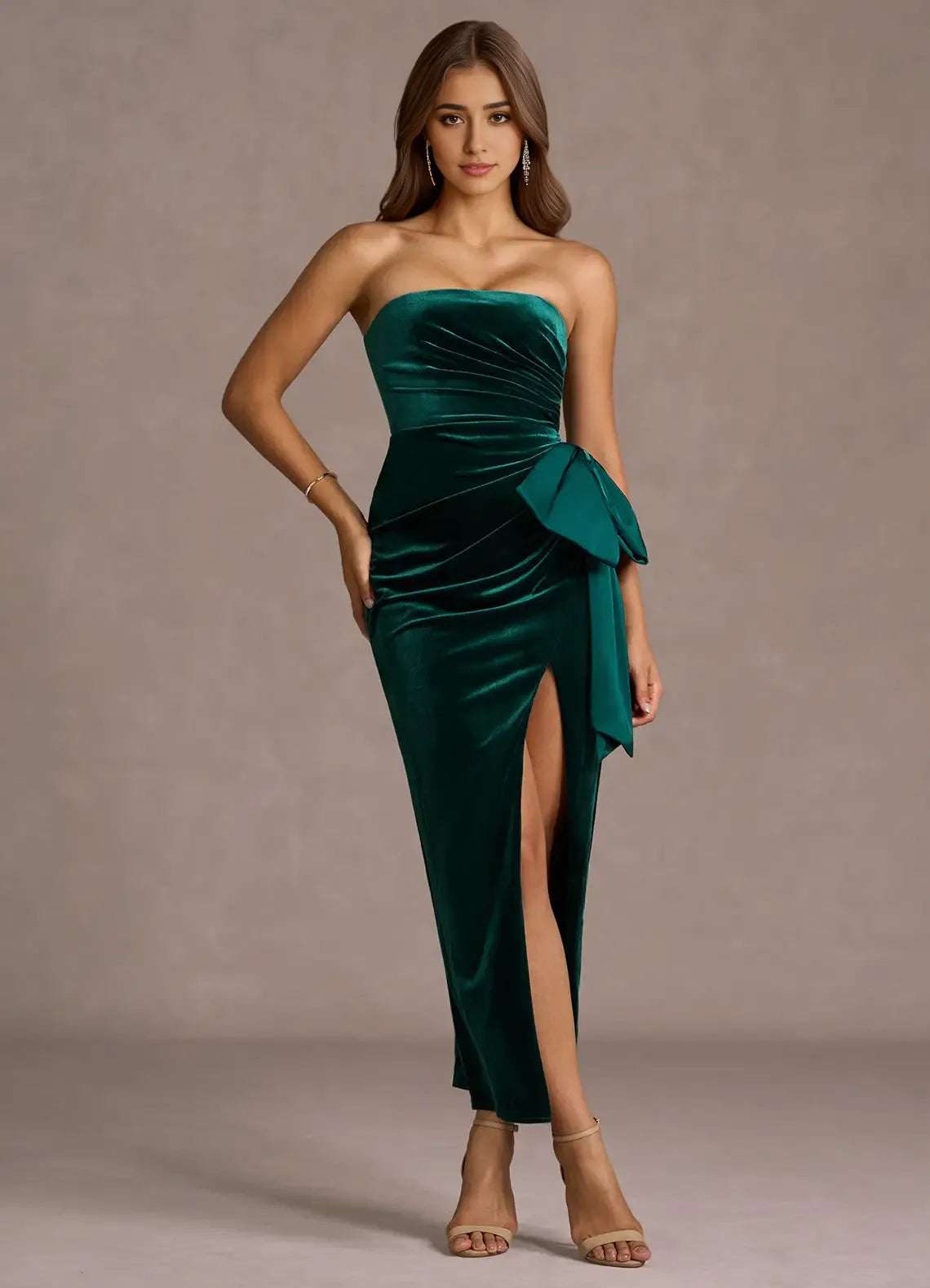 Mermaid Strapless Sleeveless Backless Ankle-Length Evening Dress