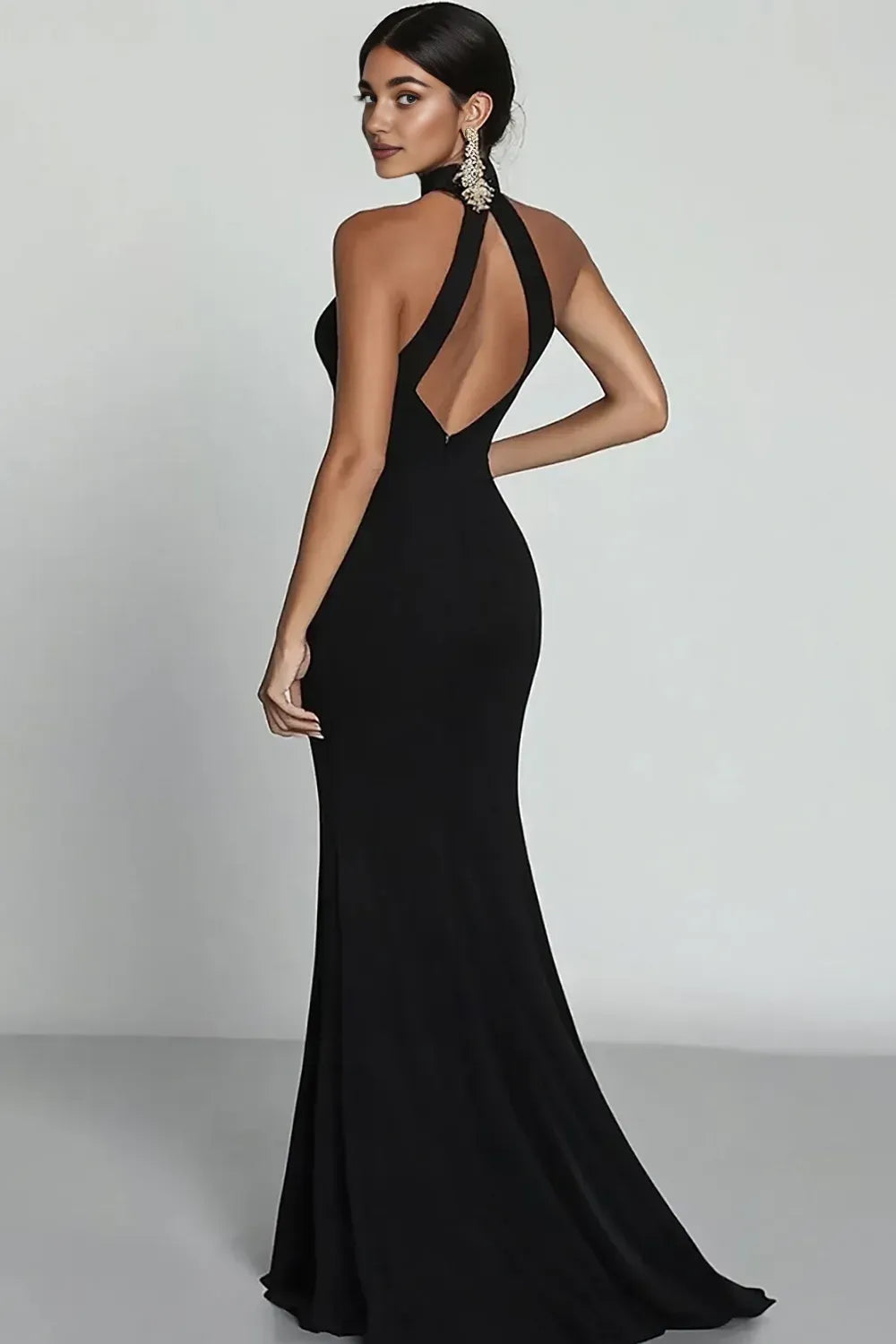 Mermaid/Trumpet Halter Neck Sleeveless Sweep/Brush Train Evening Dress