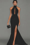 Mermaid/Trumpet Halter Neck Sleeveless Sweep/Brush Train Evening Dress