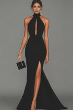 Mermaid/Trumpet Halter Neck Sleeveless Sweep/Brush Train Evening Dress