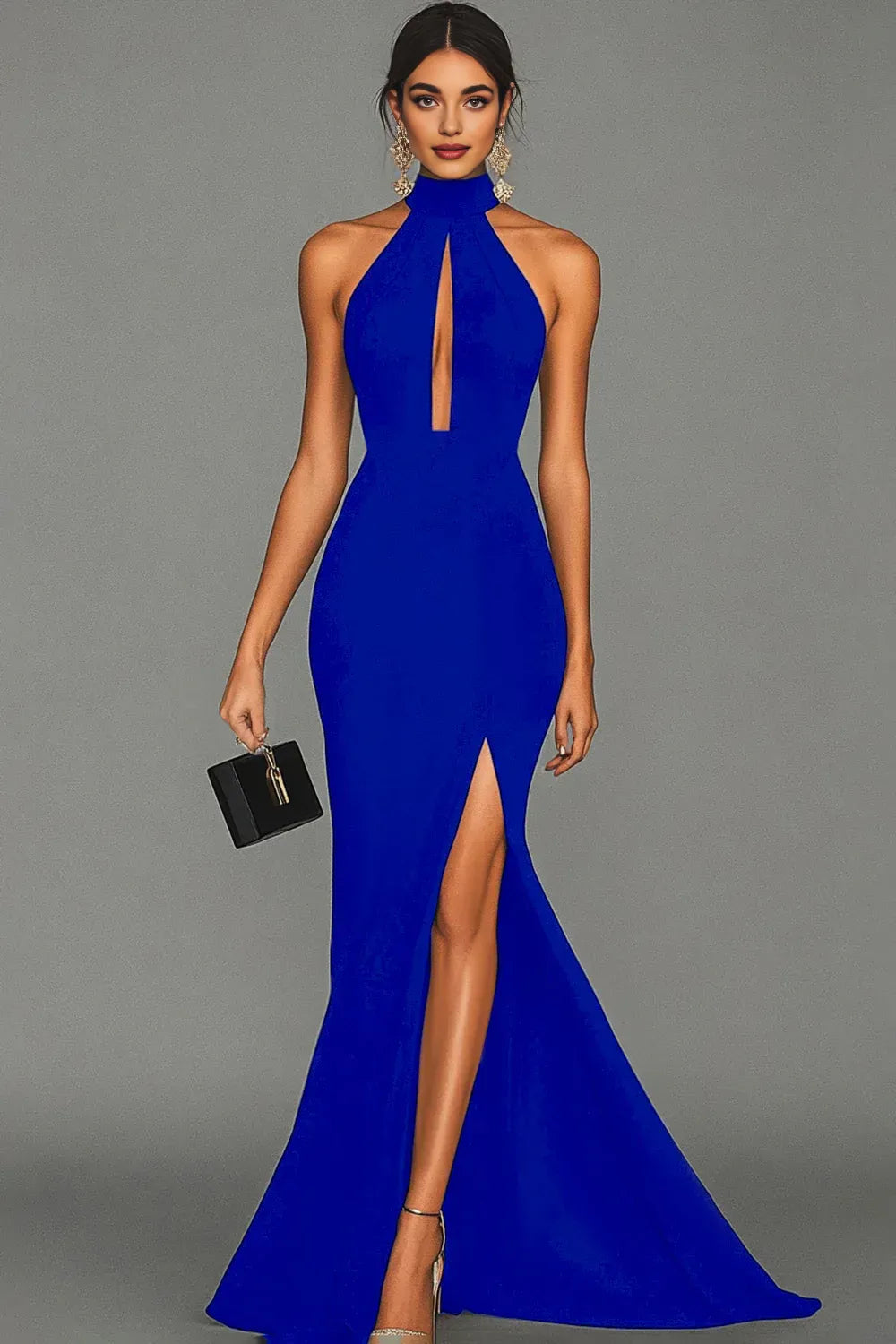 Mermaid/Trumpet Halter Neck Sleeveless Sweep/Brush Train Evening Dress