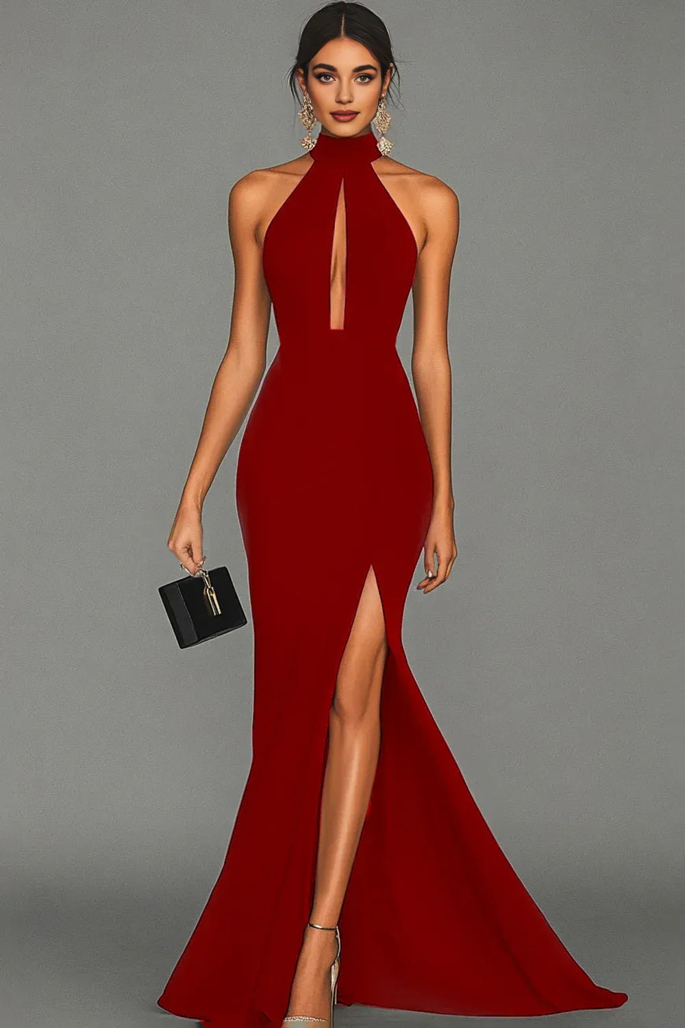 Mermaid/Trumpet Halter Neck Sleeveless Sweep/Brush Train Evening Dress
