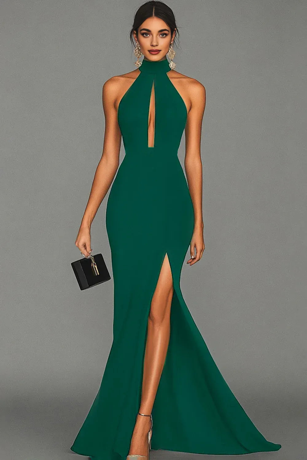 Mermaid/Trumpet Halter Neck Sleeveless Sweep/Brush Train Evening Dress