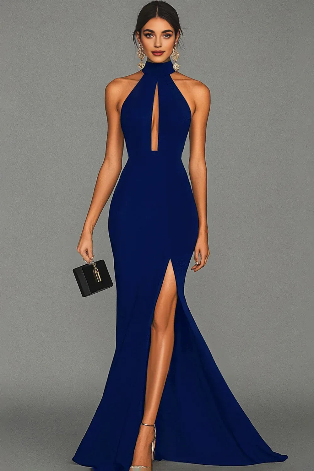 Mermaid/Trumpet Halter Neck Sleeveless Sweep/Brush Train Evening Dress