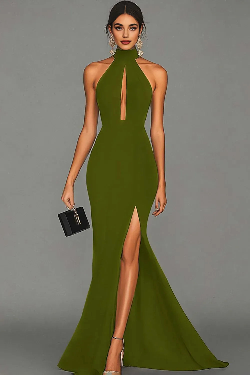 Mermaid/Trumpet Halter Neck Sleeveless Sweep/Brush Train Evening Dress