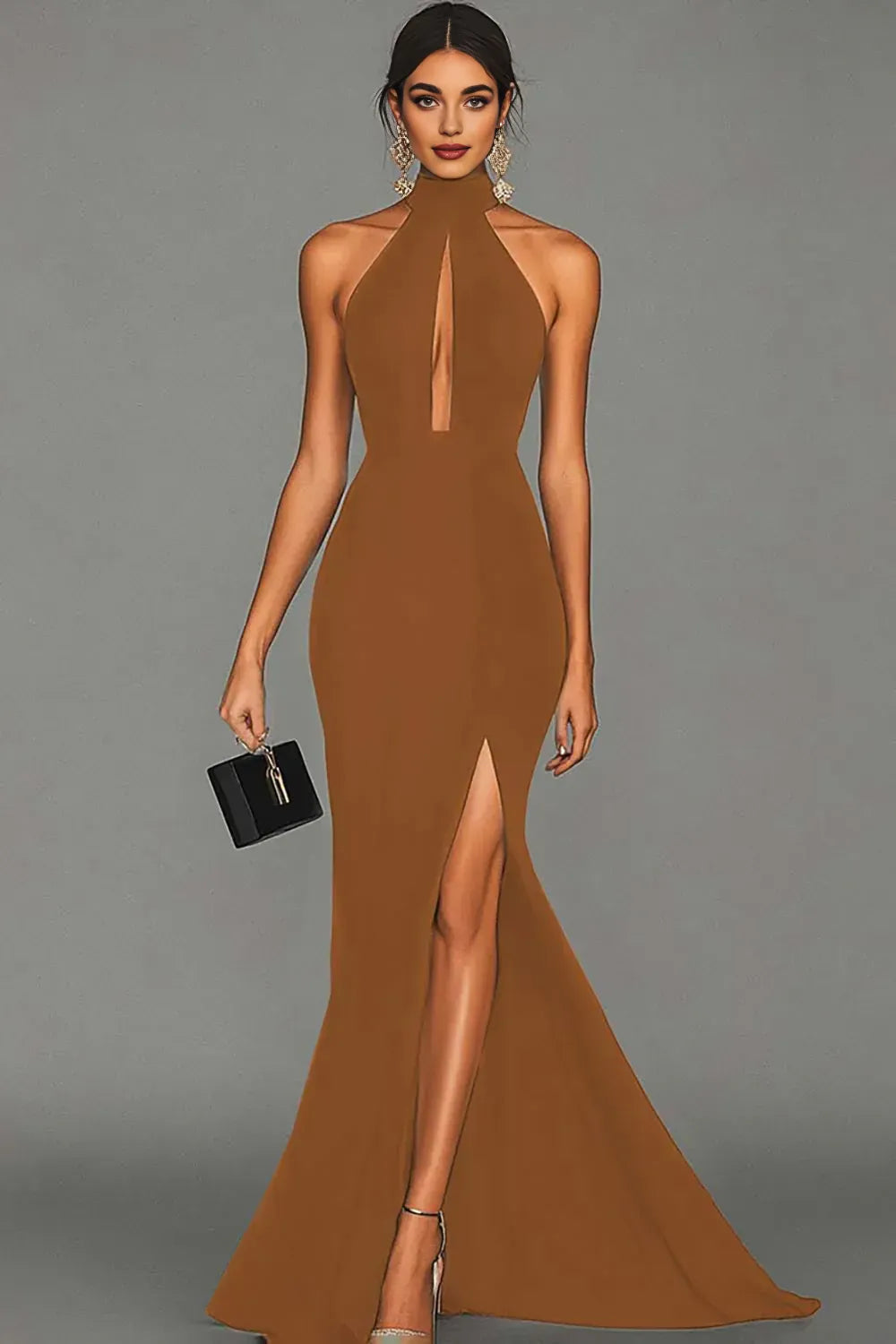Mermaid/Trumpet Halter Neck Sleeveless Sweep/Brush Train Evening Dress