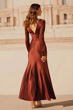 Mermaid/Trumpet V-Neck Long Sleeve Ankle-Length Prom Dress