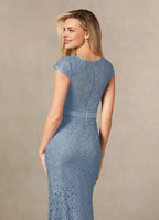 Mermaid V-Neck Cap Sleeves Back Zip Floor-Length Mother of the Bride Dress