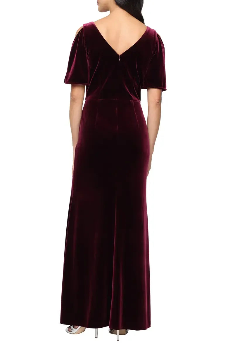 Mermaid V Neck Short Sleeve Floor-Length Prom Dress