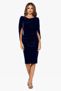 Sheath Boat Neck Capelet Sleeve Knee-Length Prom Dress