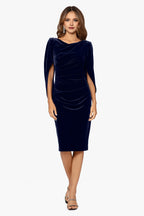Sheath Boat Neck Capelet Sleeve Knee-Length Prom Dress