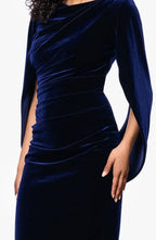 Sheath Boat Neck Capelet Sleeve Knee-Length Prom Dress