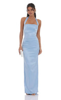 Sheath/Column Halter Neck Sleeveless Backless Floor-Length Prom Dress