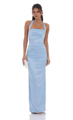 Sheath/Column Halter Neck Sleeveless Backless Floor-Length Prom Dress
