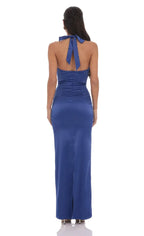 Sheath/Column Halter Neck Sleeveless Backless Floor-Length Prom Dress