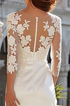 Sheath/Column Jewel Neck Long Sleeve Floor-Length Wedding Dress
