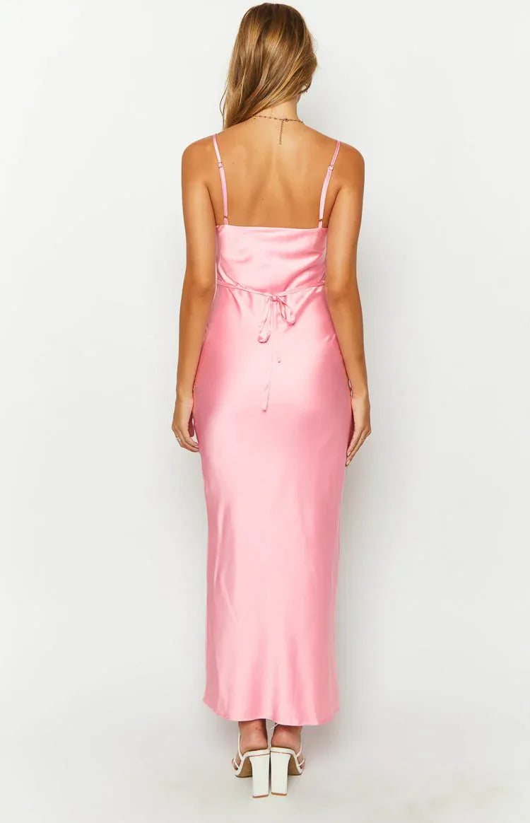 Sheath/Column Spaghetti Straps Sleeveless Backless Ankle-Length Prom Dress