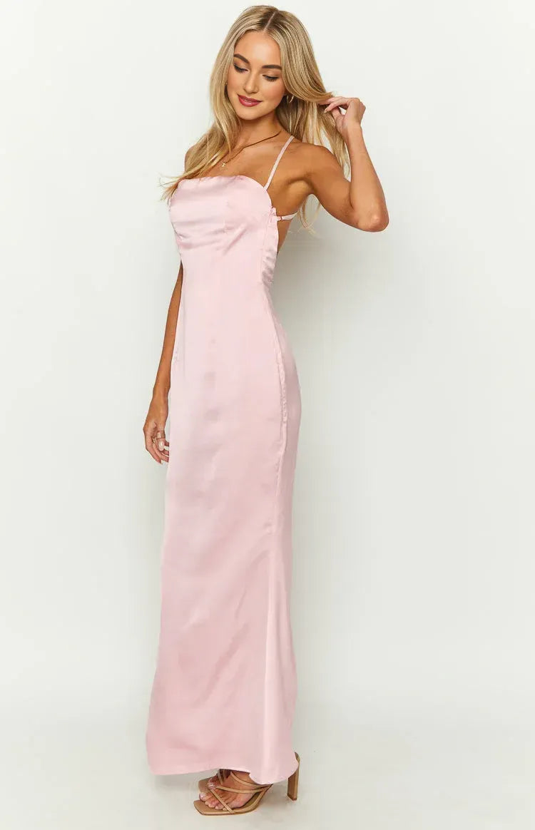 Sheath/Column Square Neck Sleeveless Backless Floor-Length Prom Dress