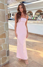 Sheath/Column Square Neck Sleeveless Backless Floor-Length Prom Dress
