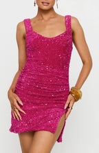 Sheath/Column Square Neck Sleeveless Backless Short-Mini Homecoming Dress