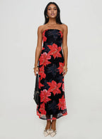 Sheath/Column Strapless Neck Sleeveless Backless Tea-Length Prom Dress