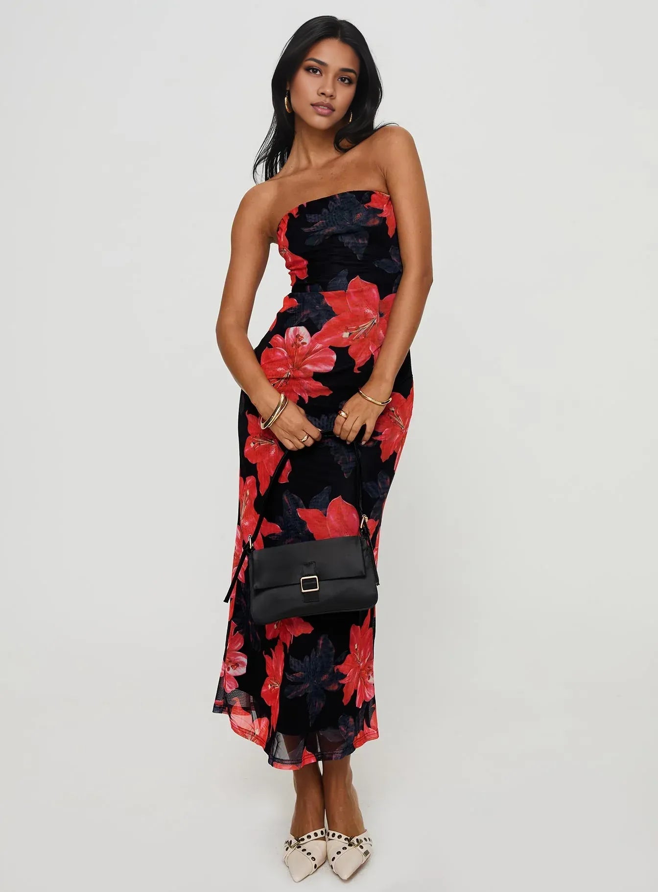 Sheath/Column Strapless Neck Sleeveless Backless Tea-Length Prom Dress