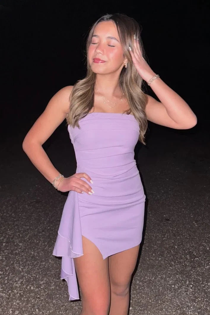 Sheath/Column Strapless Sleeveless Backless Short-Mini Homecoming Dress