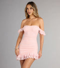 Sheath Off-The-Shoulder Sleeveless Zipper Up Short-Mini Homecoming Dress