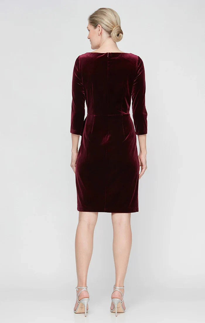 Sheath V Neck Long Sleeve Knee-Length Mother of the Bride Dress