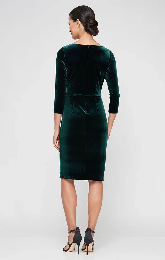 Sheath V Neck Long Sleeve Knee-Length Mother of the Bride Dress