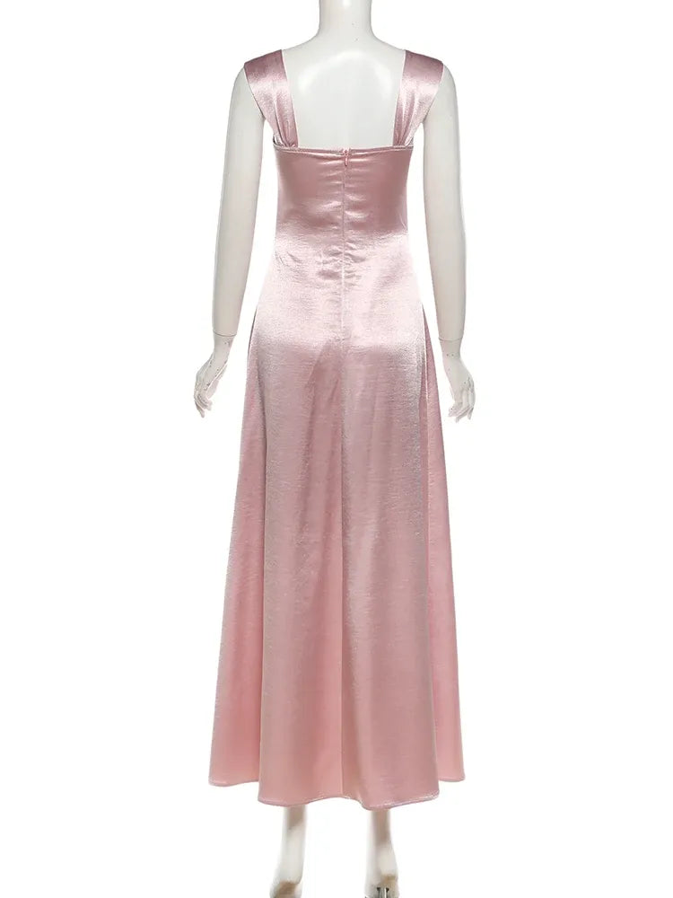 Square Neck Sleeveless Bodycon Crystal Floor Length Evening Dress