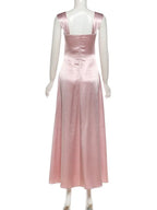 Square Neck Sleeveless Bodycon Crystal Floor Length Evening Dress
