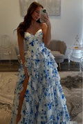 Sweetheart Sleeveless Empire A-Line Tiered Long Prom Dress
