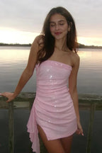 Sheath/Column Strapless Sleeveless Up Short-Mini Homecoming Dress