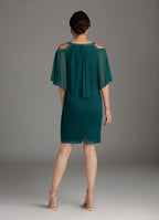 Classics Sheath Scoop Neck Cape Sleeve Back Zip Knee-Length Mother of the Bride Dress