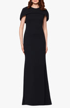 Classy Sheath Crew Neck Cape Sleeve Zipper Back Floor Length Evening Dress