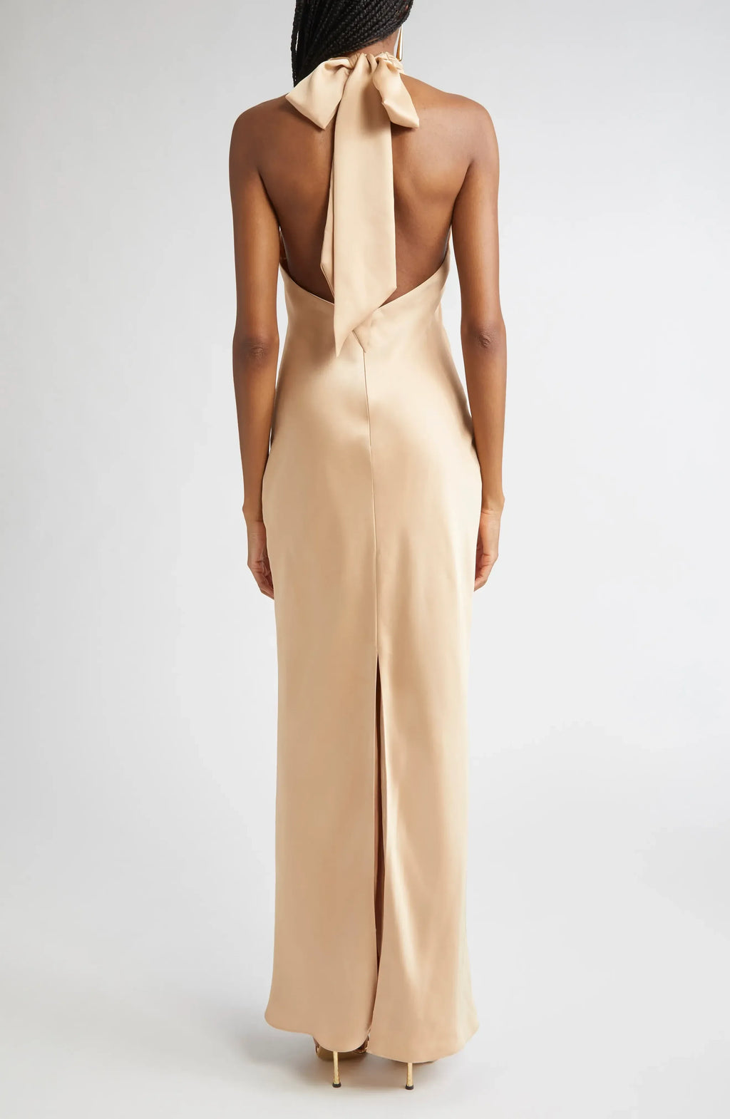 Classy Sheath Halter Neck Sleeveless Tie Back Floor Length Evening Dress