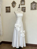 Classy Strapless Sleeveless A-Line Bow Long Prom Dress