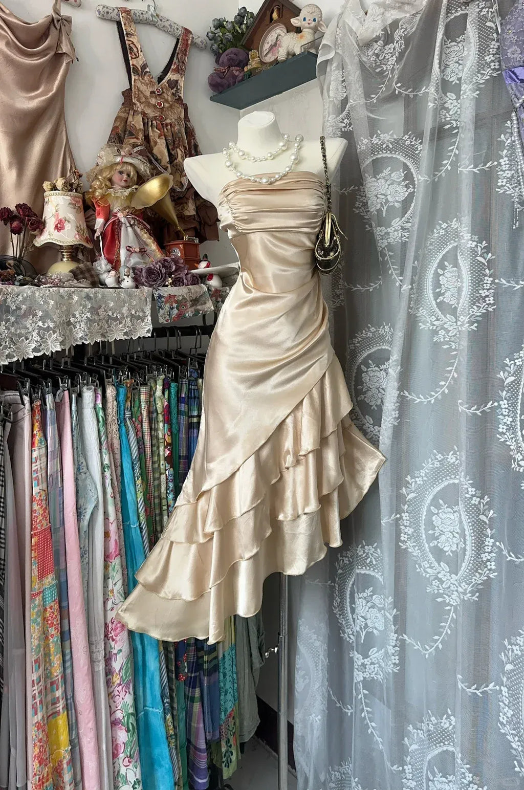 Classy Strapless Sleeveless A Line Layered Ankle-Length Party Dress