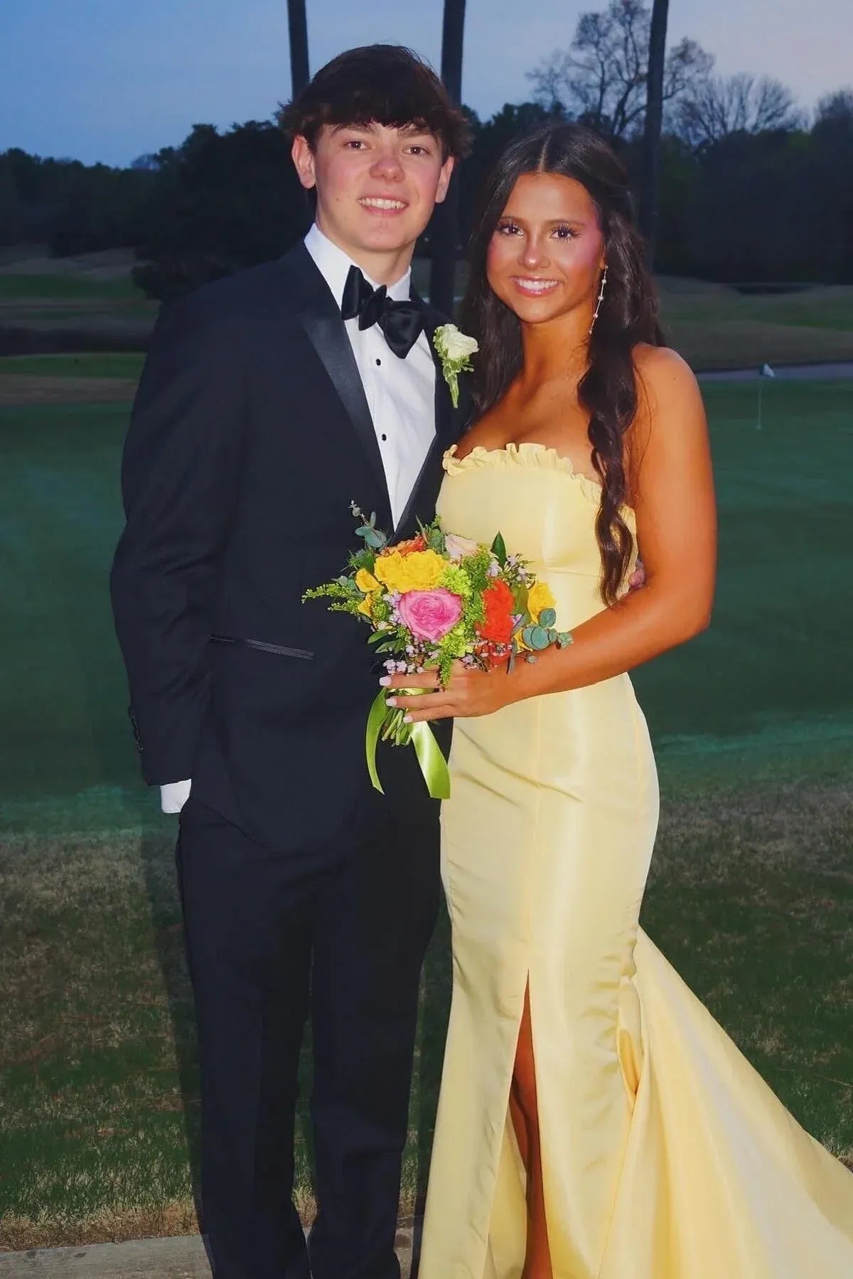 Classy Strapless Sleeveless Mermaid Slit Long Prom Dress