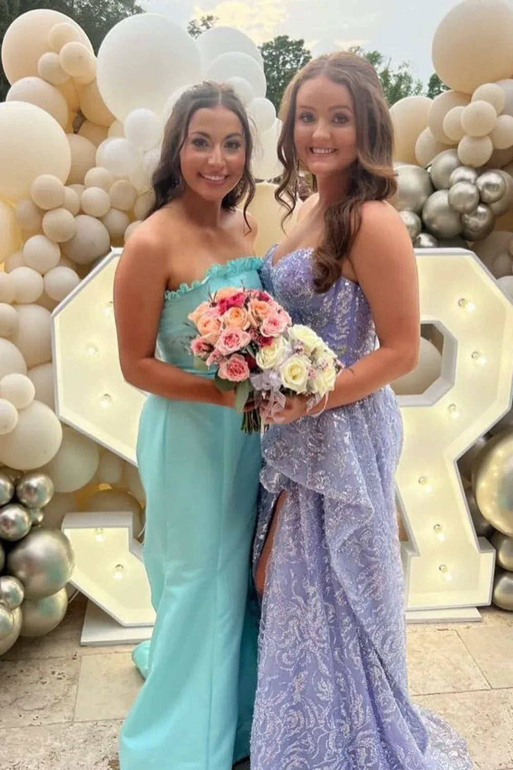 Classy Strapless Sleeveless Mermaid Slit Long Prom Dress
